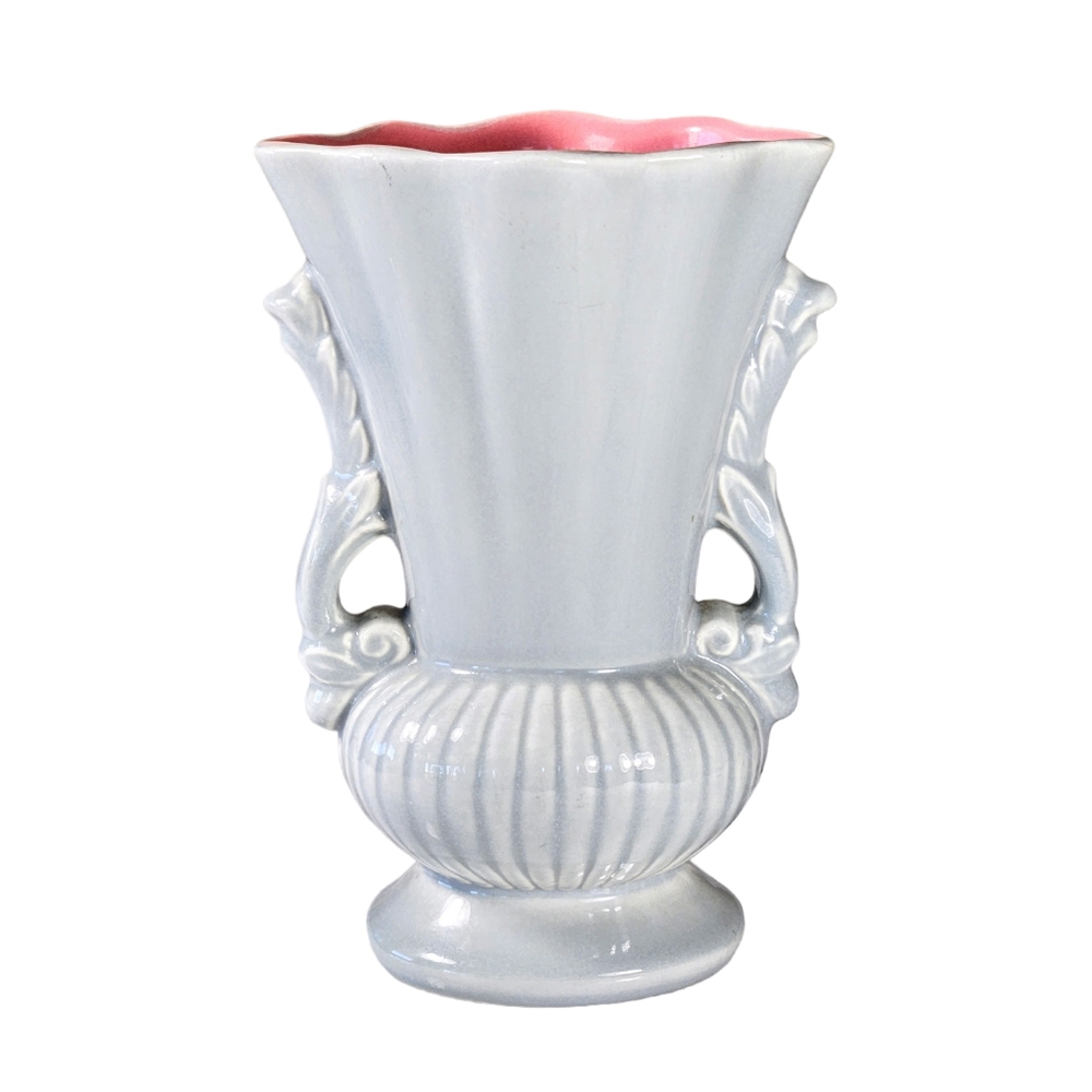 Vintage Red Wing Pink And Gray 8 in Vase Art Deco 1354 Urn Style